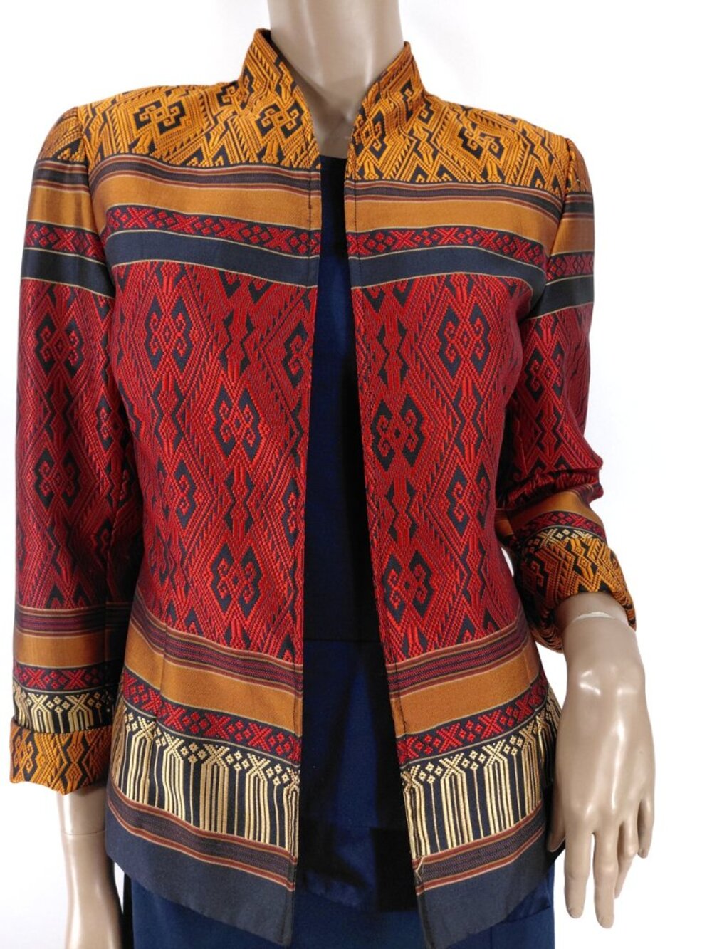 COLDWATER CREEK Jacket Open Front Tapestry & Stripe 10P